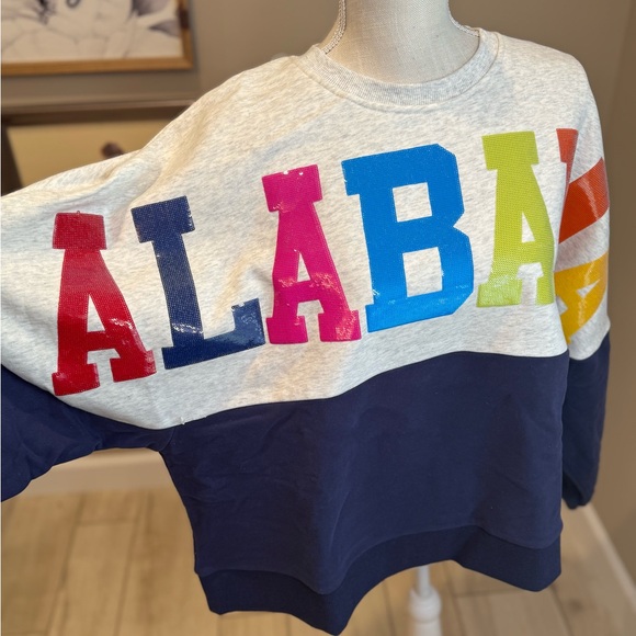 New! QUEEN OF SPARKLES Alabama Queen Colorblock Sweatshirt - Picture 5 of 9